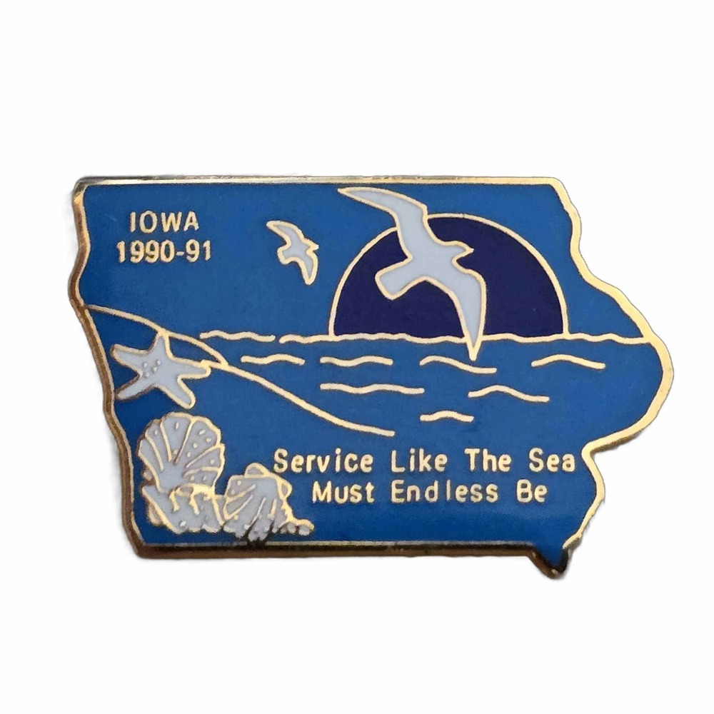 Vintage Iowa 1990-91 State Outline Lapel Vest Hat Pin J21
